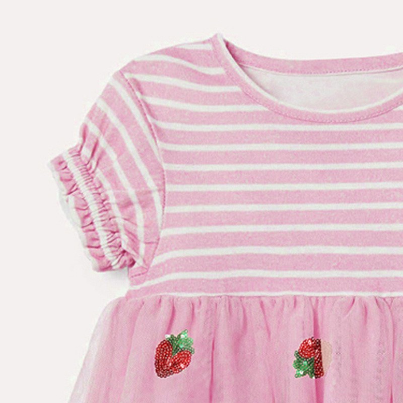 [ Hàng chính hãng ] Váy LITTLEMAVEN hồng chân ren dâu cực đẹp cho bé gái