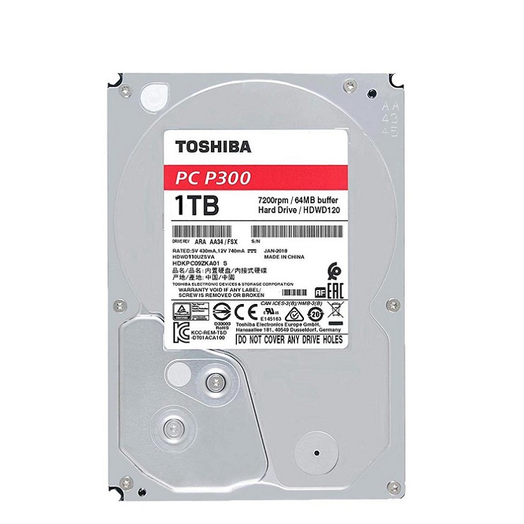 Ổ cứng HDD Toshiba P300 1TB HDWD110UZSVA 7200RPM/64MB - Hàng Chính Hãng