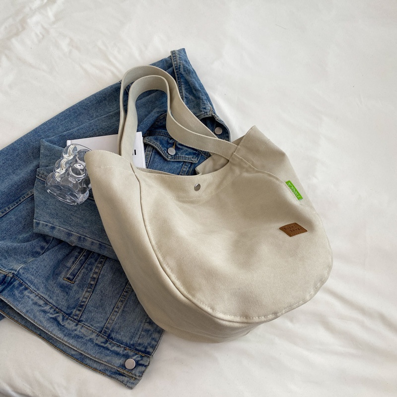 Túi Tote Vải Canvas Đeo Vai Sức Chứa Lớn Thời Trang Cho Nữ