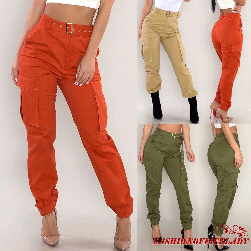 Quần jogger kiểu cargo quân đội dáng dài cho nữ