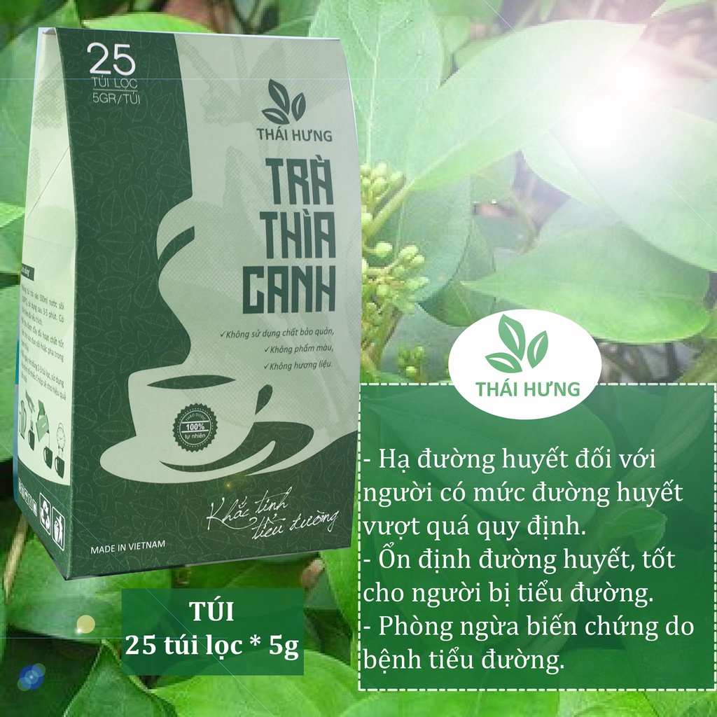 Trà Thìa canh Thái Hưng Khắc Tinh Tiểu Đường ổn định đường huyết - Combo 04 hộp (25 túi lọc x 5g)