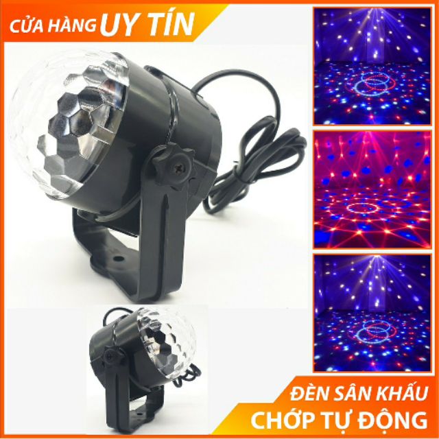 Đèn DJ Mini Nhựa 7 Màu Xanh Đỏ Vàng Chớp Nháy Xoay Tròn