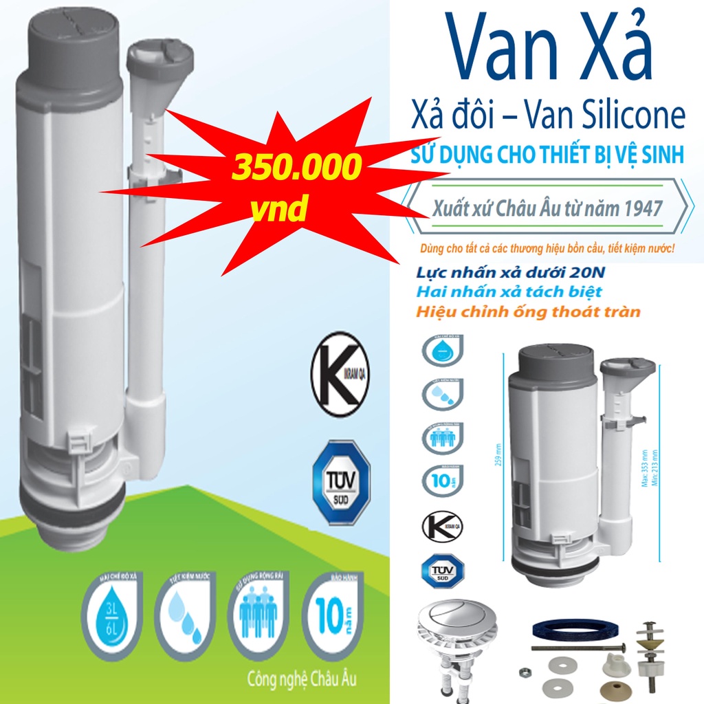 SIAMP Bộ van xả đôi 2 nhấn dùng được cho cầu 2 khối