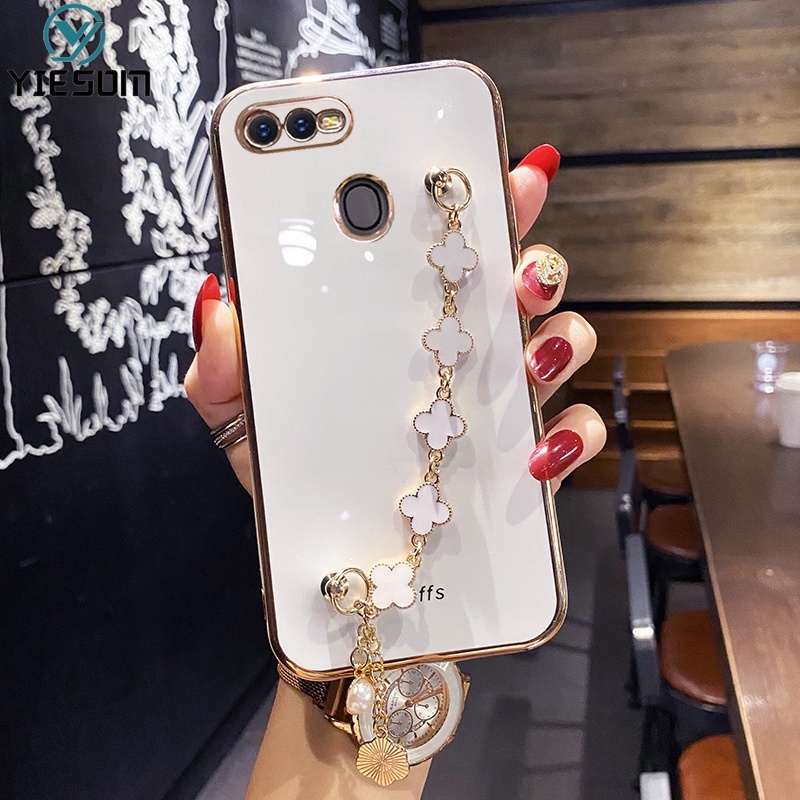 Ốp Điện Thoại Silicon Mềm Hình Chiếc Lá May Mắn Có Dây Đeo Cho Oppo A12 A5S A3S A7 A11K A1K A83 A59 A57 A39 A37 F1S Realme C1 C2