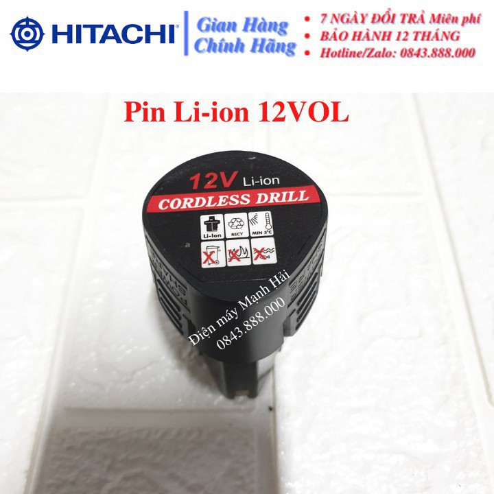 [CHÍNH HÃNG] Máy khoan pin HITACHI 12V, Bắn Vít, Vặn vít - Khoan cầm tay 2 cấp tốc độ, 100% đồng, Siêu bền, Có Đèn Chính