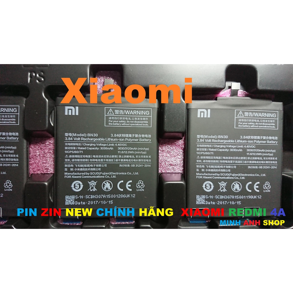 PIN ZIN NEW CHÍNH HÃNG CHO XIAOMI REDMI 4A-BN30