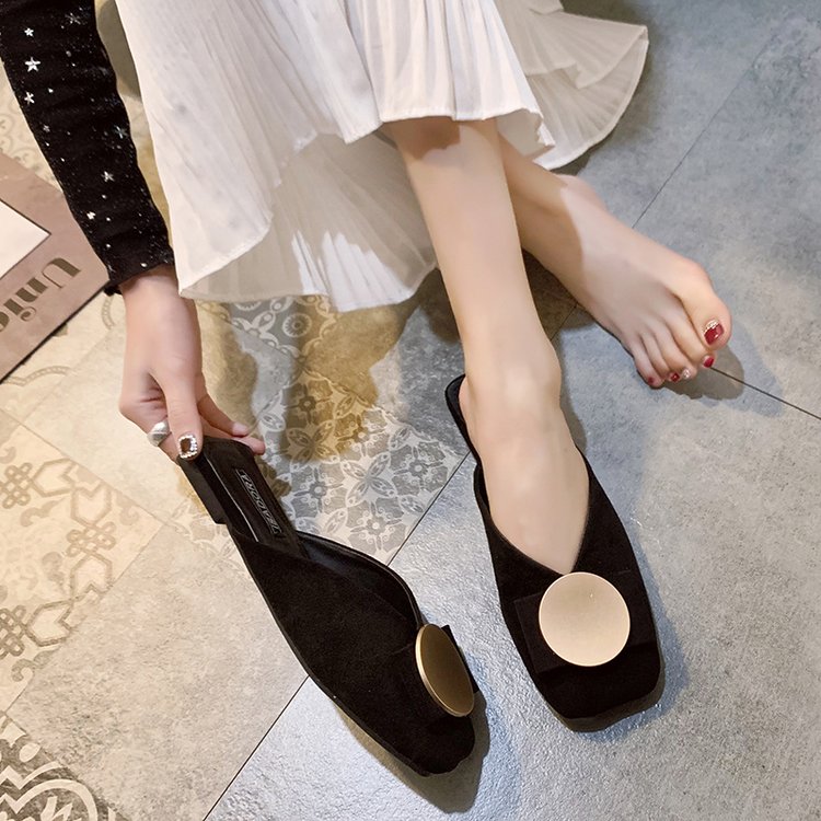 Dép bít mũi gót vuông thấp phong cách Hàn Quốc dễ thương dành cho nữ | BigBuy360 - bigbuy360.vn