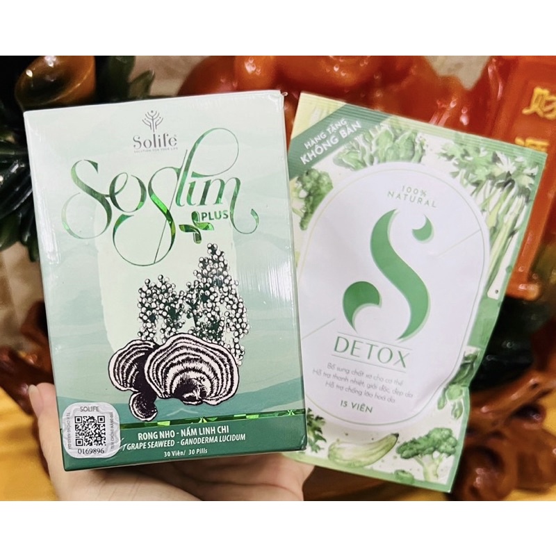 SOSLIMPLUS - Viên uống giảm cân dành cho cơ địa khó ( 1 hộp x 30 viên) tặng kèm detox