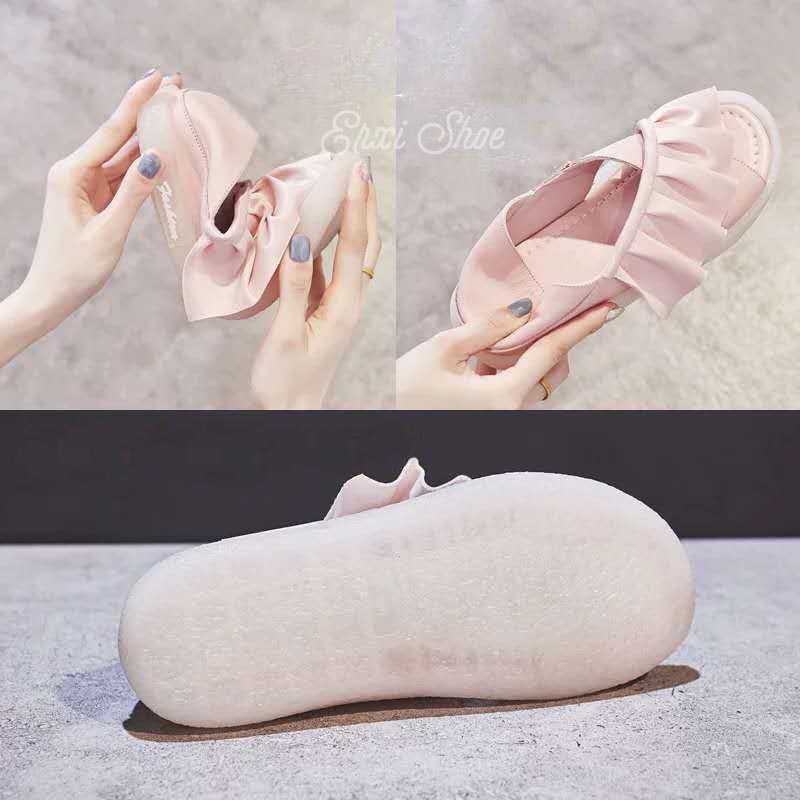 Xăng đan Quai Chéo Xếp Ly Thiết Kế Xinh Xắn Cho Nữ