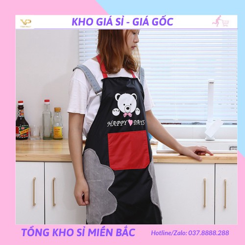 [❌GIÁ SỈ❌]Tạp Dề Chống Thấm Nước In Hình Gấu Dễ Thương Có Thể Chùi Tay 88209