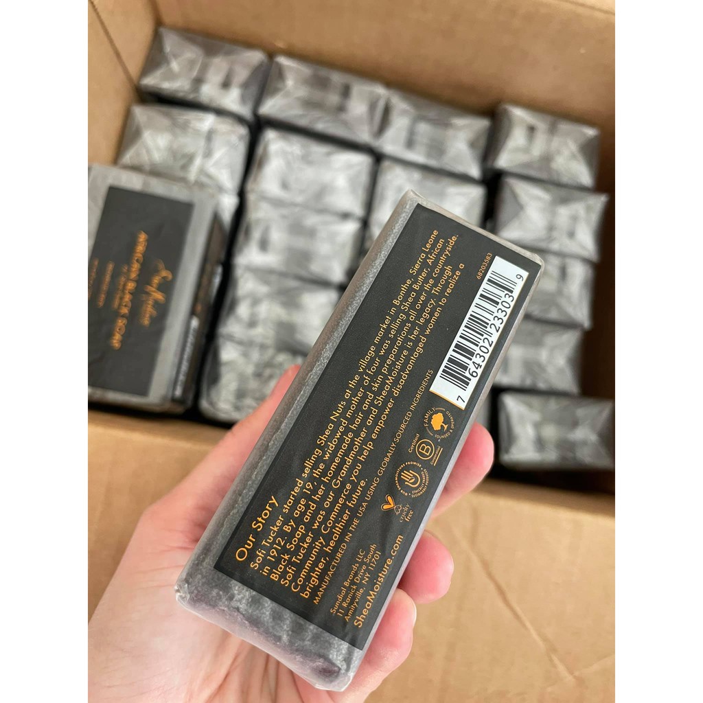 Xà bông đen African black soap shea butter làm giảm mụn, sáng da