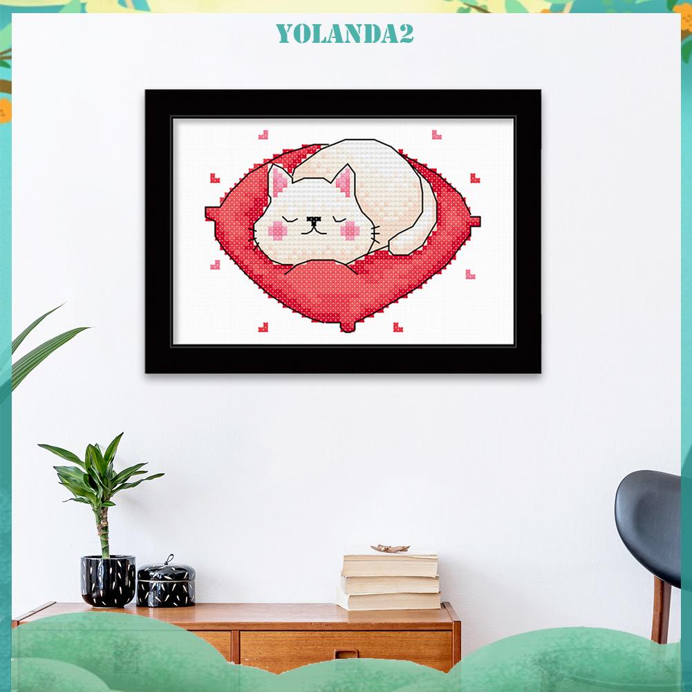 Tranh Thêu Chữ Thập Hình Chó Mèo 11ct 25x20cm