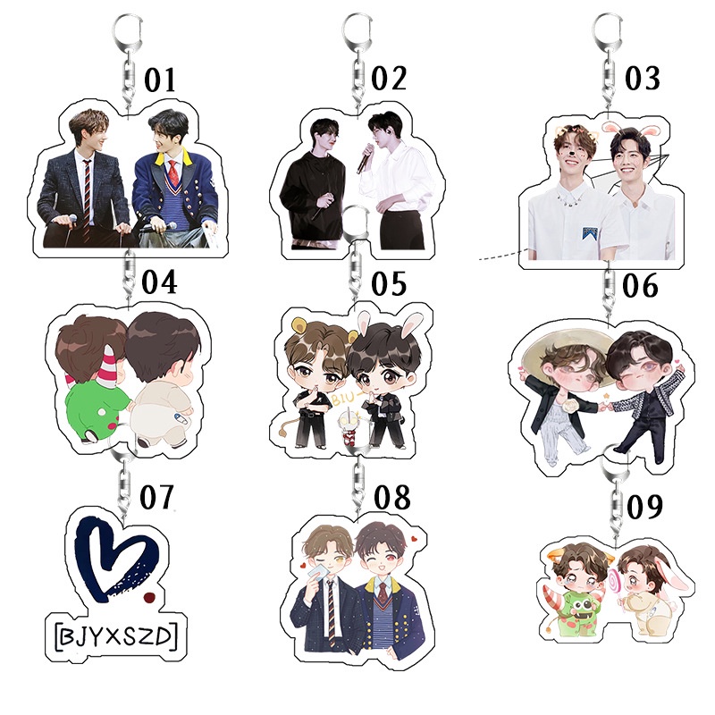 Móc Khóa Hai Lớp Bằng Acrylic Hình Bánh Sandwich Xiao Zhan Wang Yibo