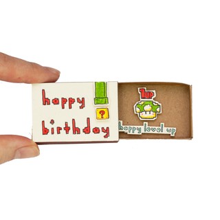Thiệp Sinh Nhật Hộp Diêm Mario Level Up