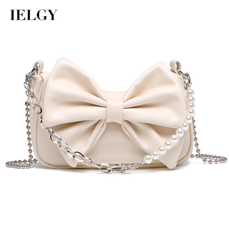 Túi IELGY đeo chéo chuỗi xích đính nơ trái tim cho nữ