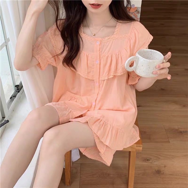 BỘ ĐỒ MẶC NHÀ THÔ DÀI TAY BÈO NGỰC CÔNG CHÚA rẻ nhất shopee