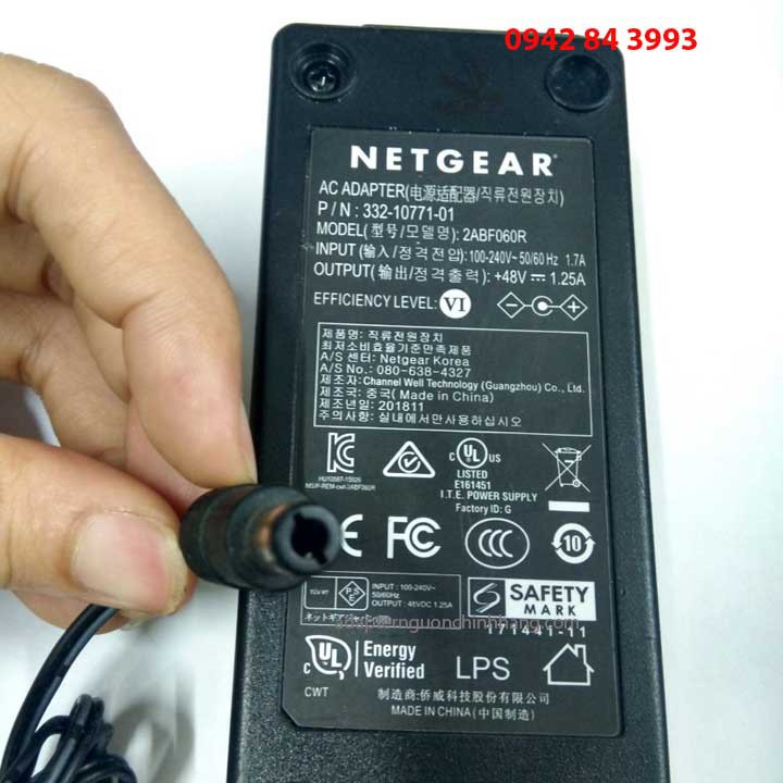 Adapter nguồn NetGear 48V 1.25A cho Switch POE