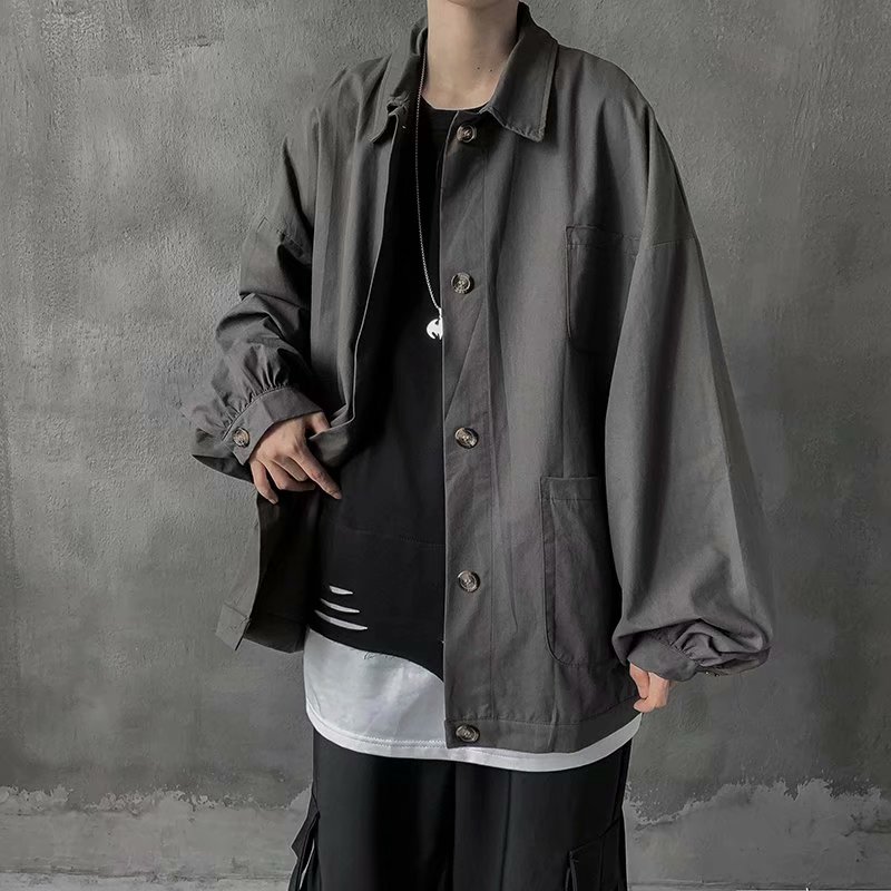 Korean Style Fashion Long Sleeve Men's Loose Shirt