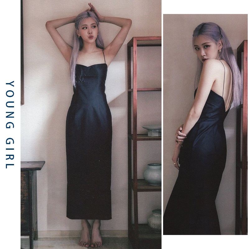 BLACKPINK ROSE váy đen dài cổ điển đậm khí chất Pháp