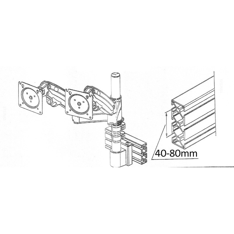 Treo màn 2 hình máy tính trên dưới M80 22-32inch, 2 màn hình 32 inch, tải trọng 12kg mỗi cánh tay, phù hợp nhà xưởng sx