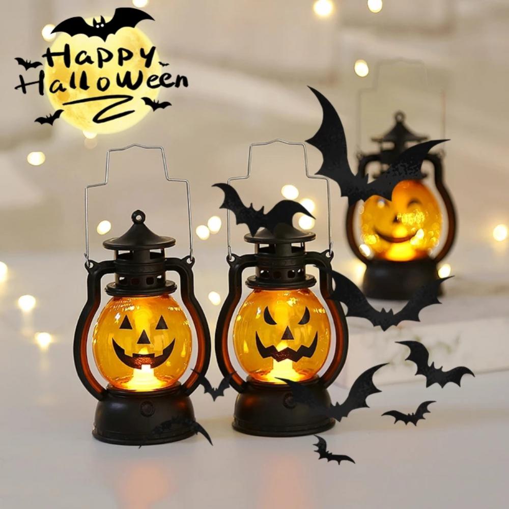 Lồng Đèn LED Điện Tử Hình Bí Ngô Trang Trí Halloween