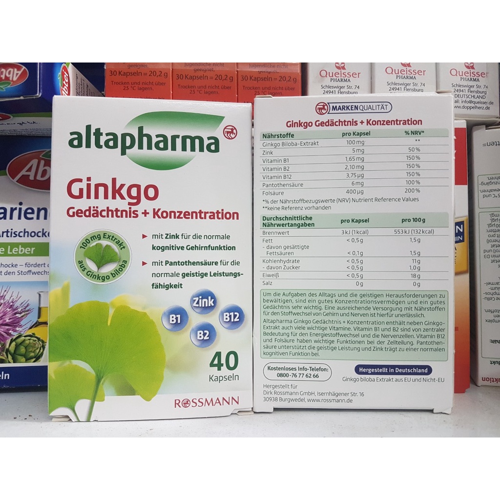 Ginkgo altapharma hộp 40 viên của Đức