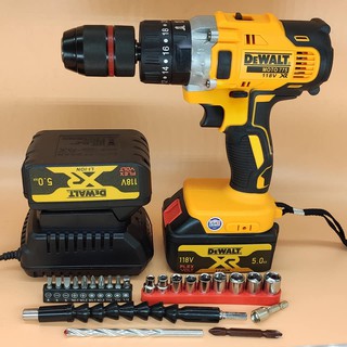 Máy khoan pin dewat đầu kẹp 13ly có chế độ búa 3 chức năng, khoan bắn vít siết ốc pin 10cell