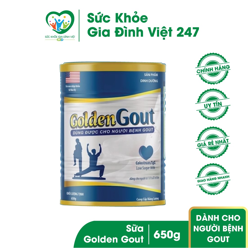 Sữa Non Golden Gout Cho Người Bị Gout - 650g Sữa Bột Dinh Dưỡng Mới - Date Mới