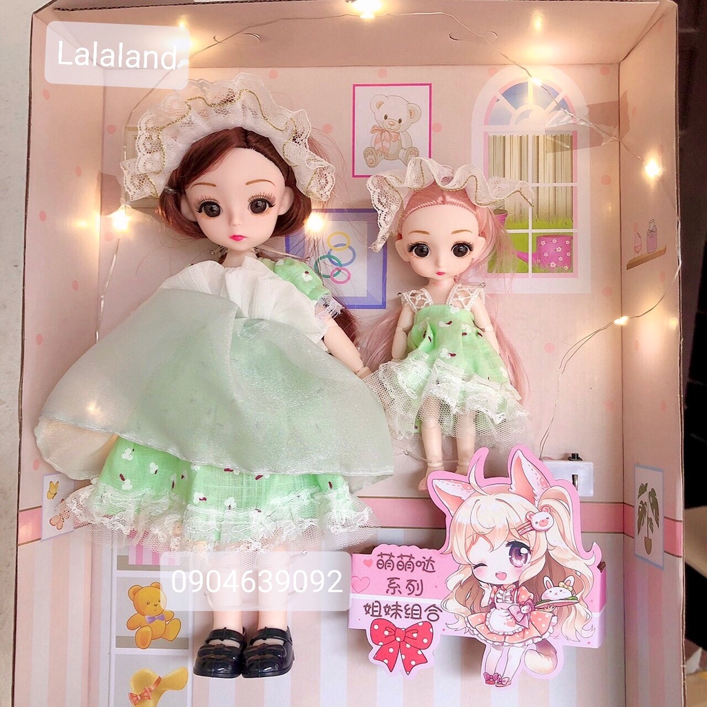 Búp bê cho bé gái - Hộp 2 búp bê 30 cm và búp bê 16cm nhiều mẫu cực xinh
