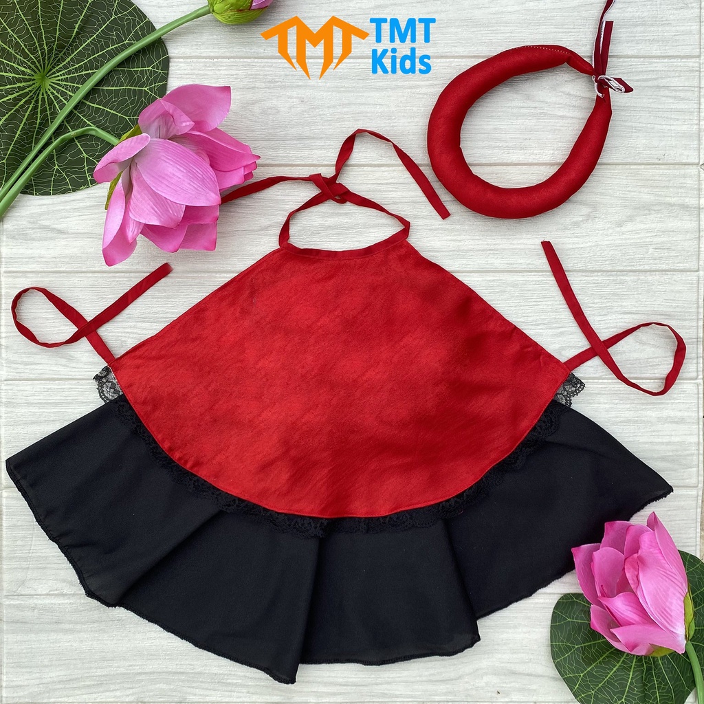 Yếm đào cho bé (đỏ trơn) lụa cao cấp mềm mát không xù lông, không phai màu, an toàn cho da bé yêu