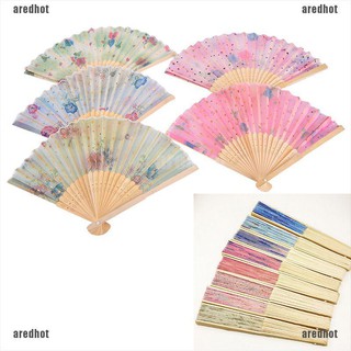 Quạt xếp cầm tay vải lụa phong cách trung hoa