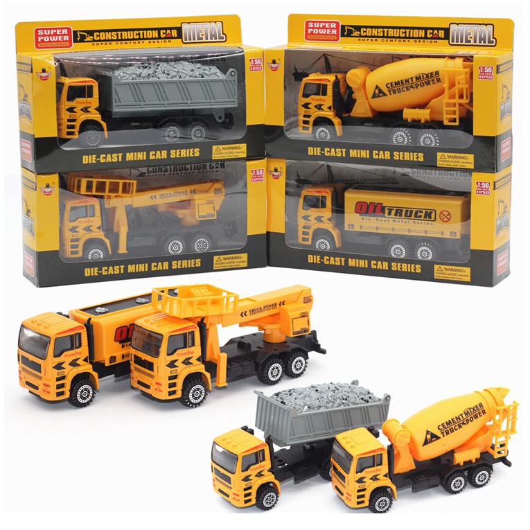 Mô hình xe ô tô công trình die cast đồ chơi trẻ em tỉ lệ 1:50 bằng hợp kim nhựa (sản phẩm gồm 1 xe : tải, bê tông, trộn)