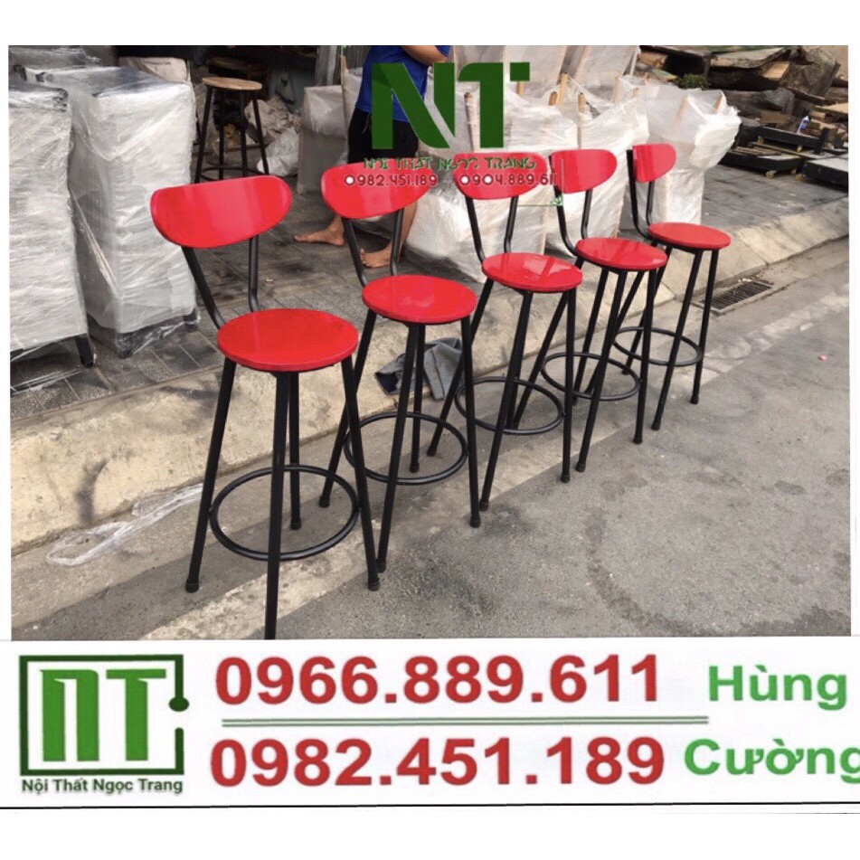 ghế quầy bar màu đỏ giá rẻ