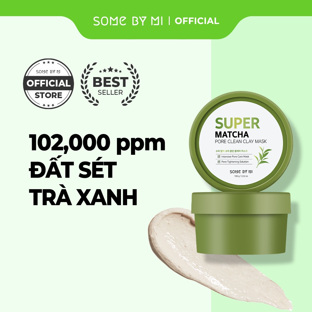Mặt Nạ Đất Sét Trà Xanh Làm Sạch Thu Nhỏ Lỗ Chân Lông SOME BY MI Super Matcha Pore Clean Clay Mask 100g