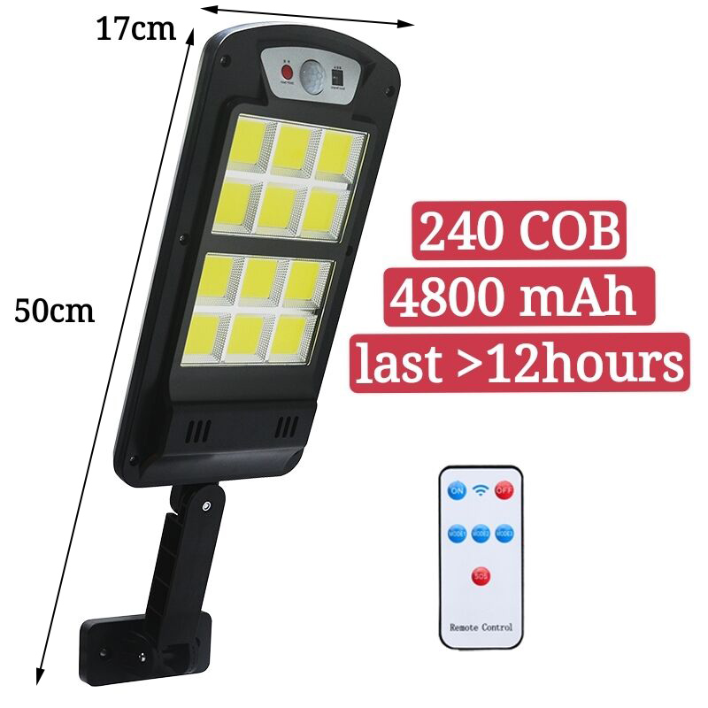 Đèn Led Gắn Tường Ngoài Trời Chống Nước Ip65 450w 120cob Dùng Năng Lượng Mặt Trời 3 Chế Độ Tùy Chỉnh