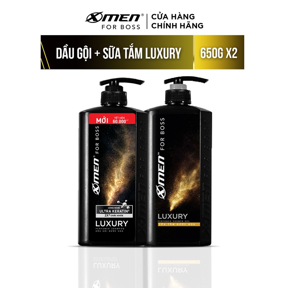 Dầu gội X-Men for Boss Luxury 650g + Sữa tắm nước hoa X-Men for Boss Luxury 650g