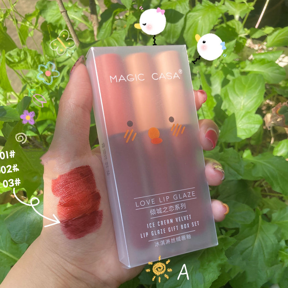 【3 cái một bộ】Hộp son kem lì học sinh không phai | Thế Giới Skin Care