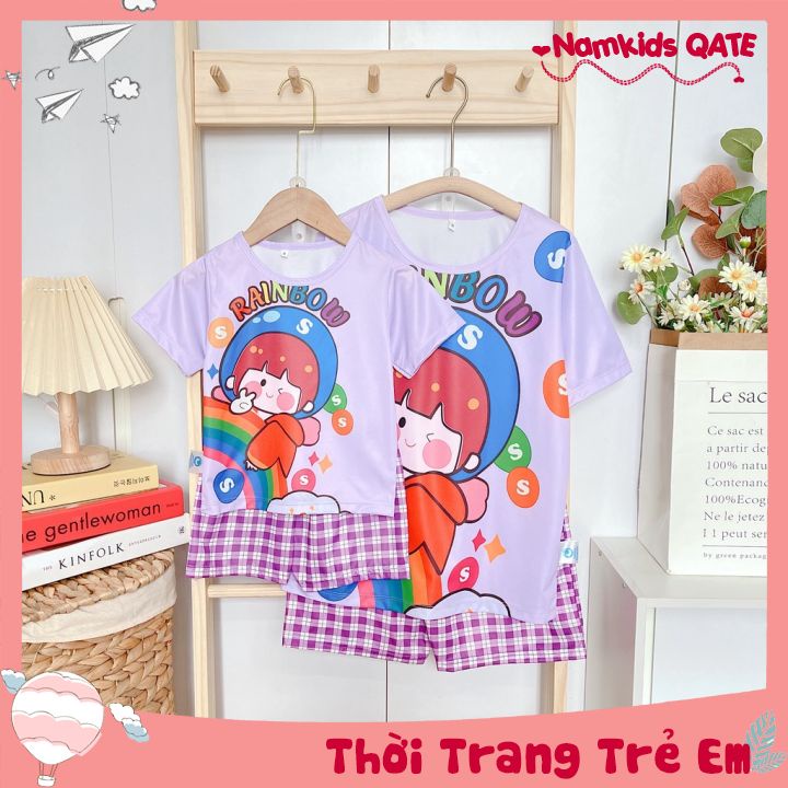 Sét Đồ Mẹ Và Bé Quần Caro In 3D Chất Vải Sill Lạnh Không Nhăn K Chảy Xệ Thoáng Mát Từ 12kg Đến 55kg Namkidsqate