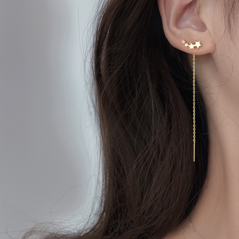 Đôi Bông Tai Dáng Rơi Họa Tiết Ngôi Sao Đính Đá Thời Trang Cho Nữ