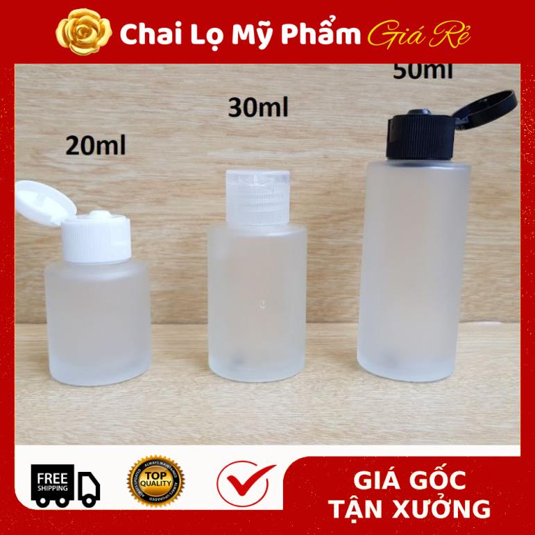 Chai Chiết Mĩ Phẩm ❤ RẺ VÔ ĐỊCH ❤ Chai Thủy tinh mờ Vai ngang Nắp bật 20ml,30ml,50ml chiết mỹ phẩm , phụ kiện du lịch