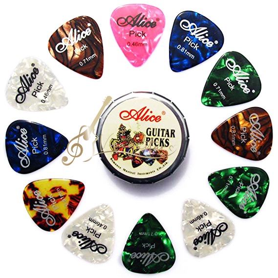 Pick Móng Phím gảy đàn guitar Alice các cỡ chính hãng các cỡ Pick Alice 0.46 - 0. 71- 0.81 - 0.96- 1.2 - 1.5