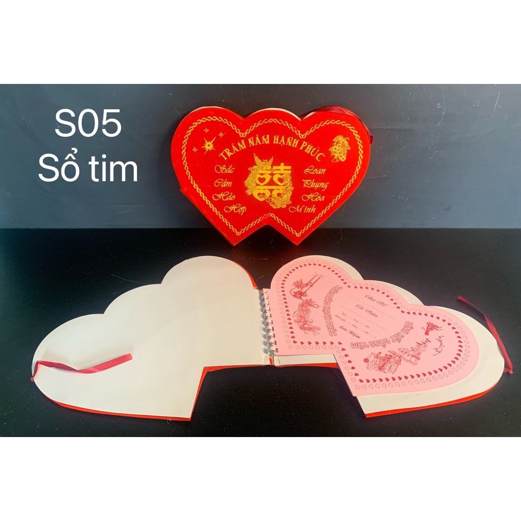 Sổ viết cưới - Sổ ký tên tim đẹp trang trí trong lễ cưới