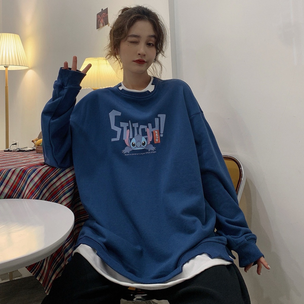 Áo Hoodie Cổ Tròn Giả Hai Lớp Thiết Kế Mới Thời Trang Dành Cho Nữ