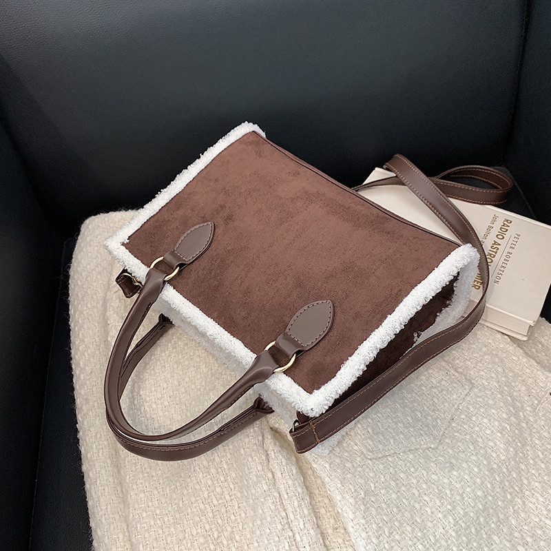 Túi xách nữ da lộn viền phối bông hàng Quảng Châu cao cấp ST06