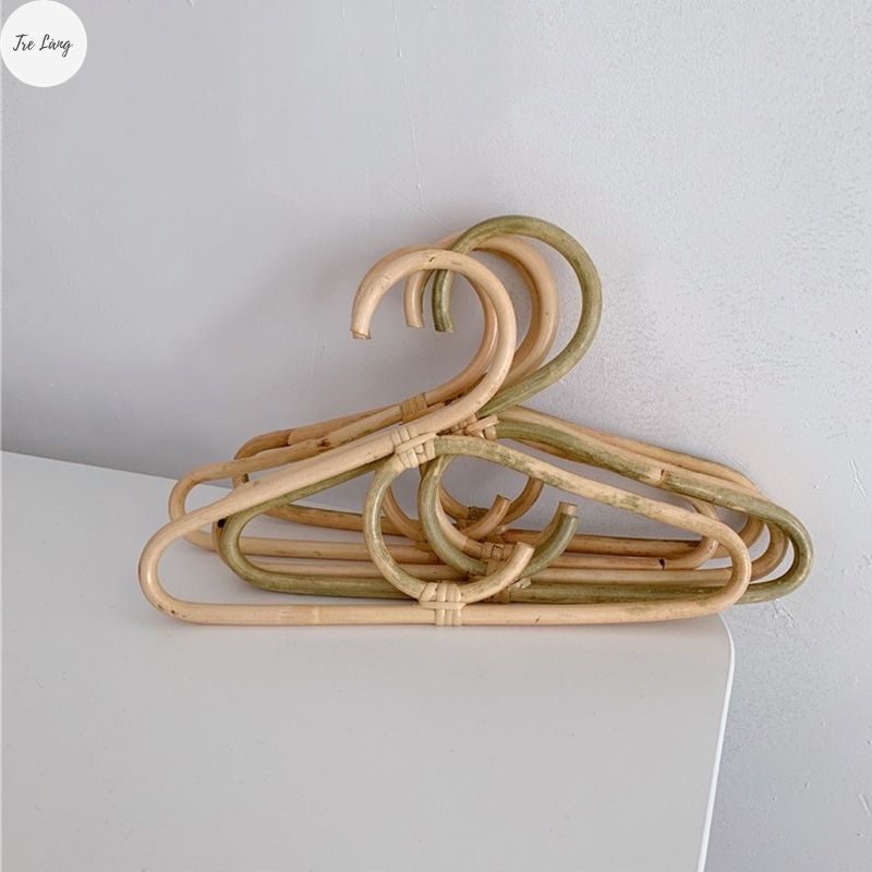 Móc treo quần áo decor vintage bằng mây chụp ảnh siêu xinh thân thiện môi trường