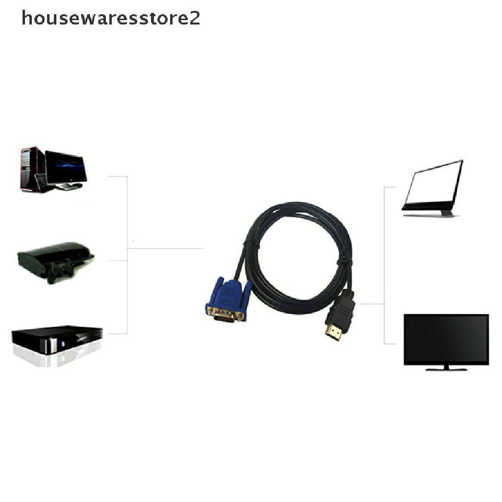 Dây Cáp Chuyển Đổi HDMI Sang VGA 2 Đầu Cắm Cho PC DVD 1080p HDTV 6FT