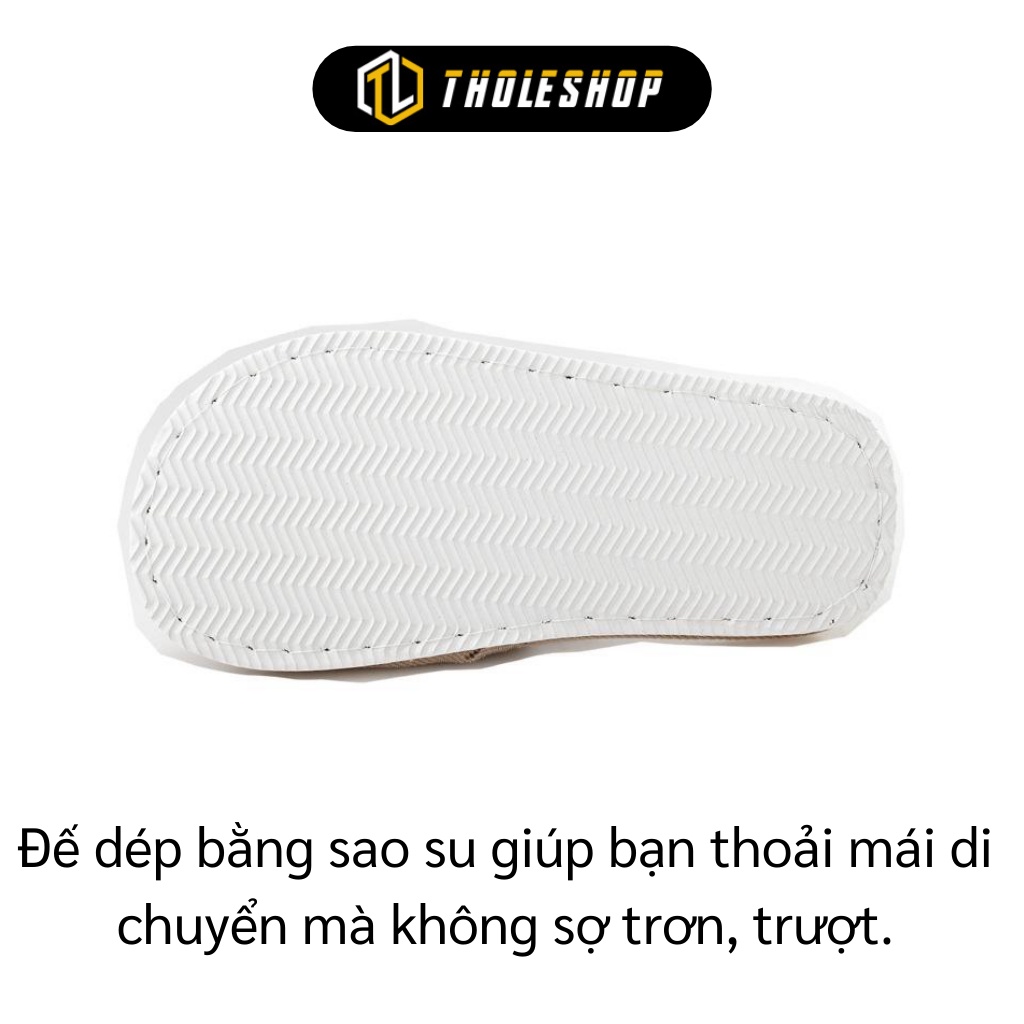 Dép Đi Trong Nhà - Dép Vải Lanh Đế Cao Su Đi Trong Khách Sạn, Spa Không Trơn 8931