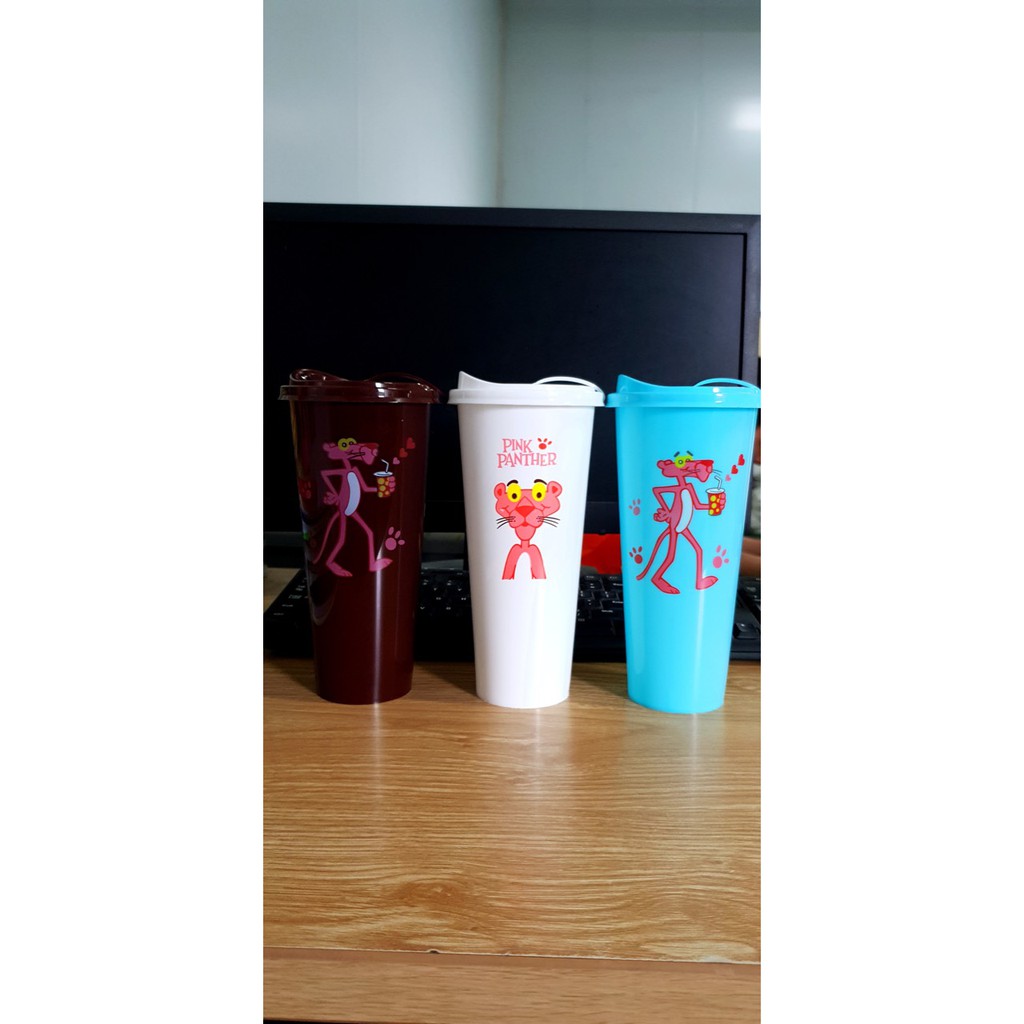 25 ly trà sữa in chú báo hồng nắp quay 700cc không dùng ống hút (kèm ảnh thật)