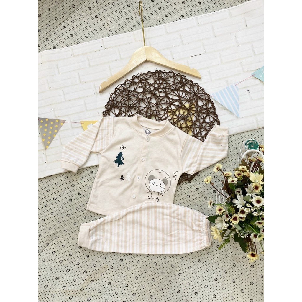 Bộ dài tay Unchi Nỉ cotton cúc giữa Tay kẻ + Quần kẻ, chất đẹp cho bé trai,gái QATE191 Namkidshop