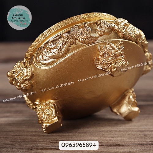 Lư Đốt Đỉnh Điêu Khắc Song Long Hình Rồng 3 Chân Xông Trầm Nhiều Màu  - Đỉnh Đồng đốt Nụ Nhang Hương